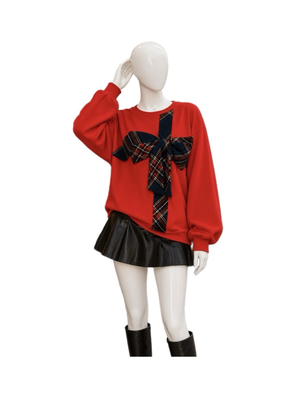 FANTASTIC FAWN red plaid accent French Terry pullover S M L